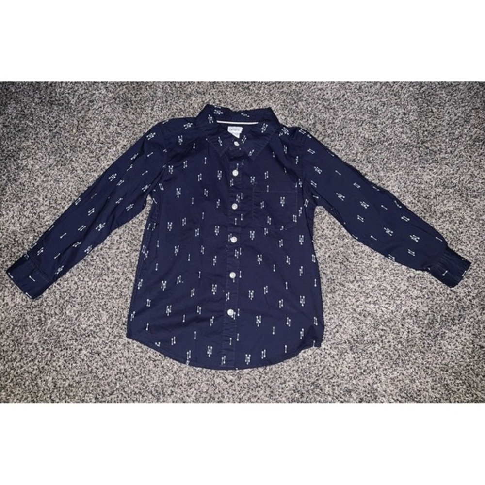 Carter's Boys Navy Blue Button Down arrow design size 7